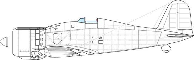 Fiat G.50, fourth serie. Feature- front engine cowling in one peace, standard spinner, one access panel under the cockpit on the port side.