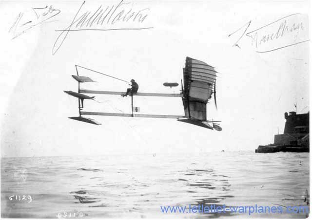 The historical flight of Henri Fabre on 28 March 1910 is here shown on a picture postcard