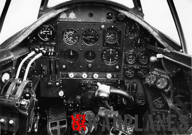 Cockpit interior with the instrument panel of one of the Whirlwind prototypes. The reflector-type gunsight was not yet fitted!  (Bernhard Klein collection)