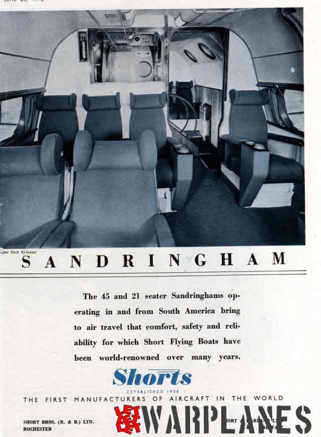 Sandringham advertizing from Flight 1946 showing its luxury interior.