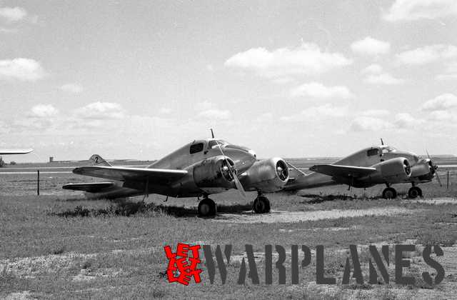 Unidentified AT-9's at Tulsa Oklahoma. This photo was taken on 18 May 1953. The removed propeller served without doubt to prevent unauthorized flying (Mark Nankivil collection)