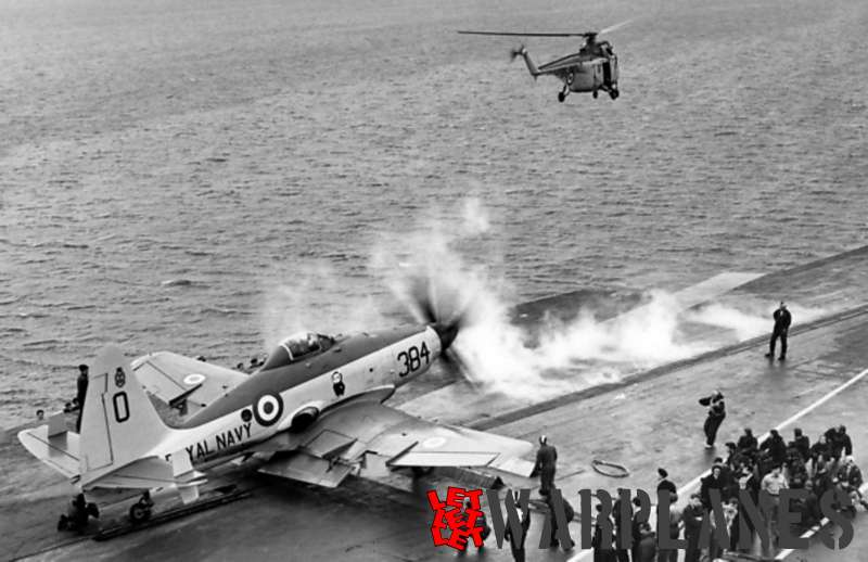 Wyvern S.4 on the aircraft carrier Ark Royal catapult launch