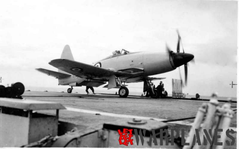 Wyvern TF.2 on board of the aircraft carrier Illustrious during deck landing trials