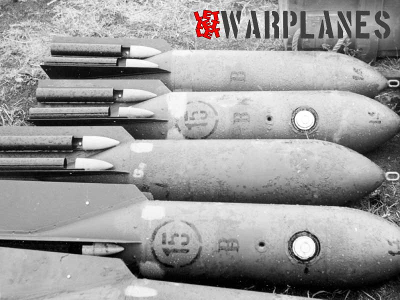 SC 50 bomb bombs, possibly in RLM 02 color. Note whistlers are in front part natural metal and rest body in color the same as bomb main body. Also stencils differ from decals seen in Eduard set.