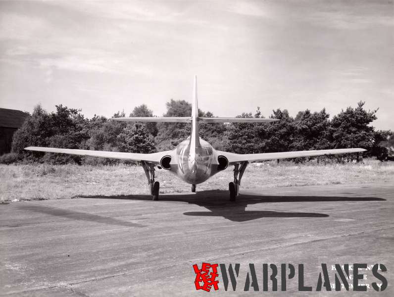 Another shot of the P.1040 prototype showing the layout of the split exhaust pipes