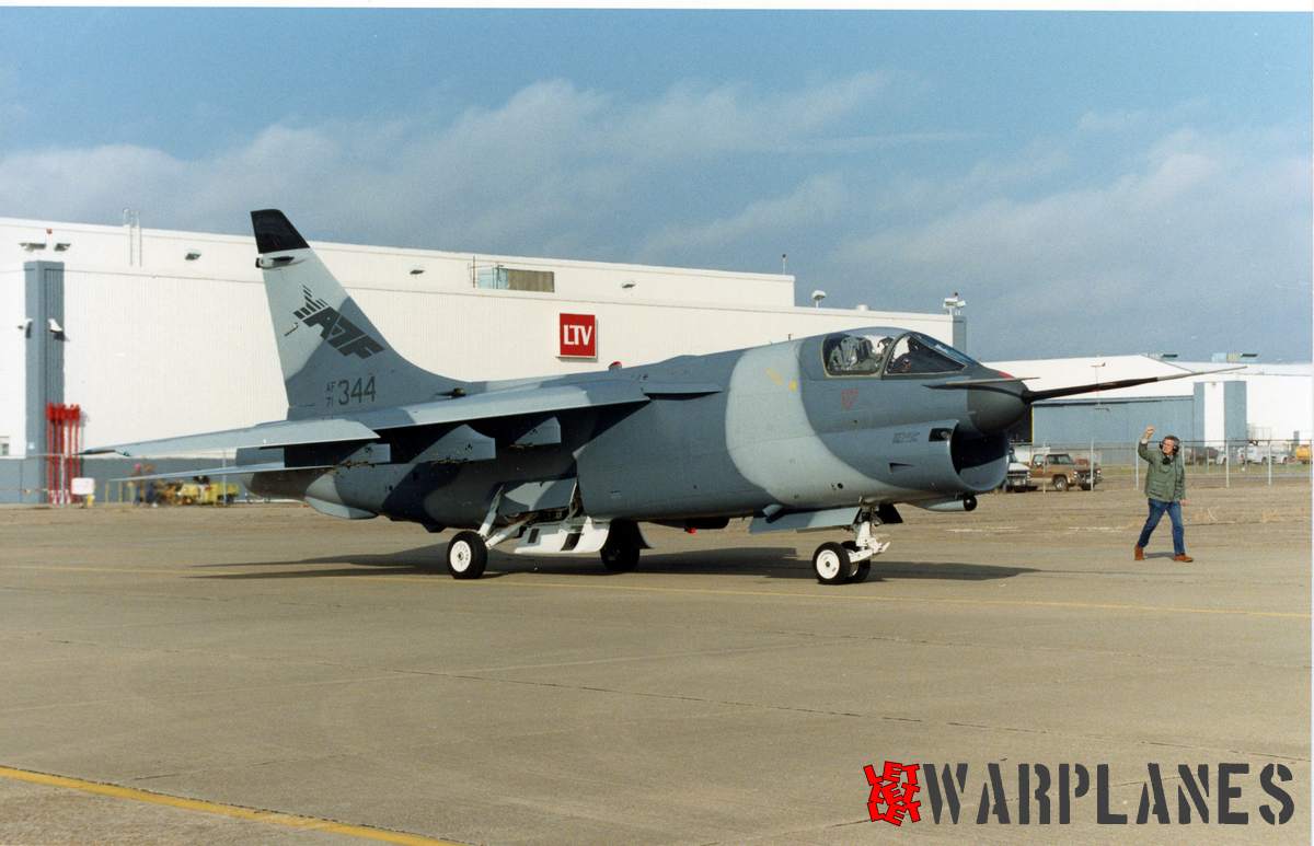 YA-7F Corsair II 71-0344, 445th Flight Test Squadron, noteworthy is also warp around camouflage, adopted to new combat tactics.