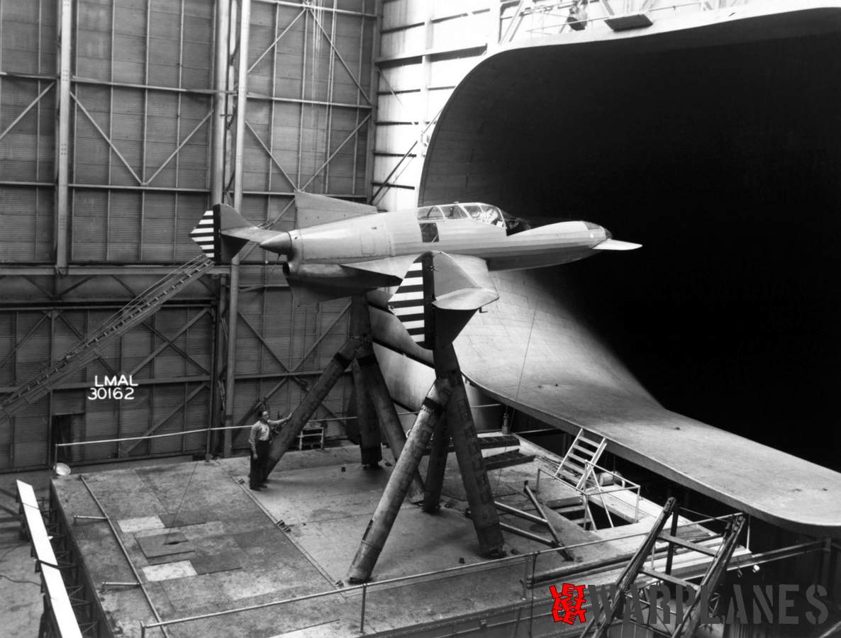 CW-24B under test in the NACA wind tunnel at Langley